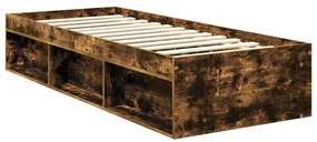 vidaXL Ágykeret fejtámlával Füstölt tölgy 75 x 190 cm Tömör fenyőfa