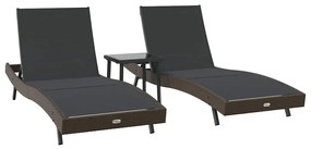 Napágyak 3 pcs Barna 40 x 40 x 40.5 cm polirattan