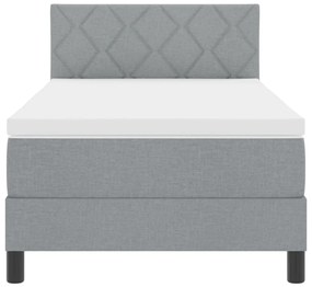 Boxspring ágy matraccal világosszürke 100x200 cm szövet