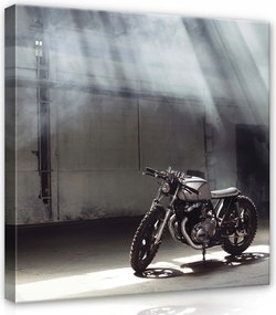 Vászonkép 40x40 Motorkerékpár Café Racer stílus ipari fény árnyék fekete fehér