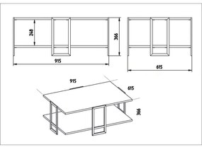 Kávésasztal POLKA 36,6x91,5 cm arany/fehér