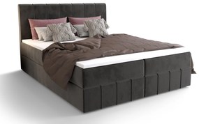 Franciaágy  Boxspring 140 cm Barack (sötétszürke) (matraccal és tárolóhellyel). 1046379