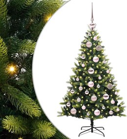 vidaXL Műanyag Hajtogatott Karácsonyfa 150 LED-del Zöld 120 cm