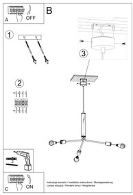 Csillár zsinóron DUOMO 3D 3xE27/60W/230V fekete