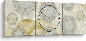 Kép - absztrakció, márvány körök (órával) (90x30 cm)