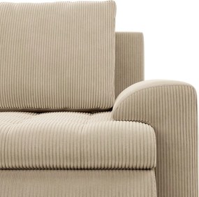 Tokio sarokkanapé, 2 ágyneműtartóval, kordbársony, jobboldali, bézs