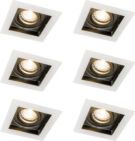 6 darabos modern süllyesztett spotlámpa szett fehér, fekete, állítható - Carree