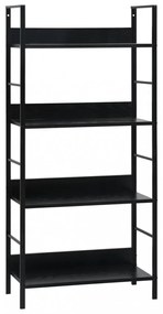 4 szintes fekete szerelt fa könyvespolc 60 x 27,6 x 124,5 cm