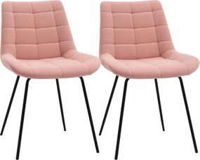 HOMCOM 2 darabos Étkezőszék Szett Konyhai Székek Kárpitozott Székek Hátpárnával, Bársony Ülésborítással, a Nappaliba, Retro Stílusban, Acél Lábbal, Ró