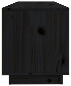 fekete tömör fenyőfa TV-szekrény 100x34x40 cm