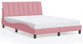vidaXL rózsaszín bársony ágykeret LED-ekkel matrac nélkül Hanko 140 x 200 cm