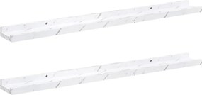 vidaXL Falpolc polcokkal 2 pcs Fehér márvány 80 x 9 x 3 cm Faanyag