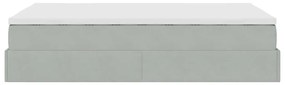világosszürke bársony ottomán ágy matraccal 120x190 cm