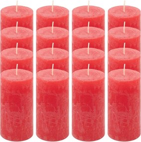 Rusztikus gyertyakészlet 10 cm Ø 5 cm 16 db piros