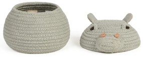 Világosszürke textil játéktároló kosár ø 15x15 cm Mini Henry the Hippo – Lorena Canals