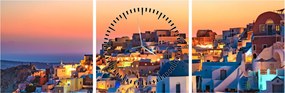 Kép - Santorini alkonyatkor (órával) (90x30 cm)