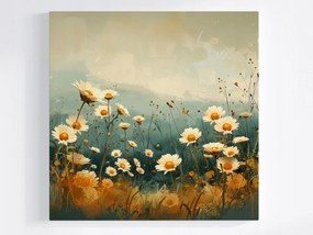 Canvas Våszonkép Rét Virågok Margarétåk Pasztell Retro Tåjkép 40x40