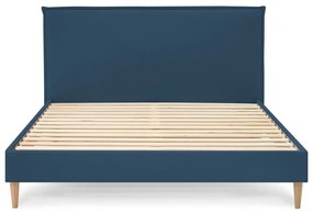 Kék kárpitozott franciaágy ágyráccsal 160x200 cm Sary – Bobochic Paris