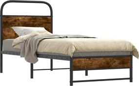 vidaXL Ágykeret matrac nélkül 75x190 cm gépesített fa füstölt tölgyfa