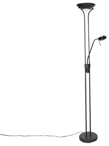 Modern állólámpa fekete olvasólámpával, beépített LED-del, dim to warm funkcióval - Diva