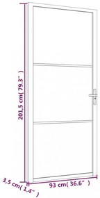 fehér ESG üveg és alumínium beltéri ajtó 93 x 201,5 cm