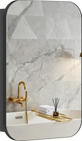 HOMCOM fali tükörszekrény, fekete — állítható polcok és halk záródás, 40 x 10 x 60 cm | Aosom