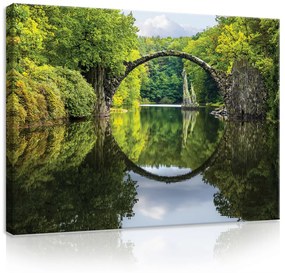 Vászonkép, Híd a tó felett 80x60 cm méretben