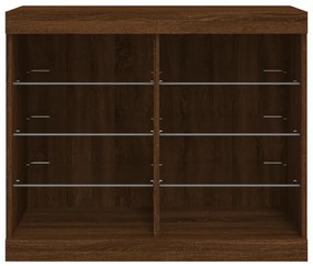 barna tölgy színű tálalószekrény LED-ekkel 81 x 37 x 67 cm