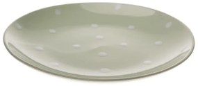 Pöttyös kerámia tányér zöld alapon fehér