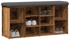 antik fa szerelt fa cipőtároló pad 102x32x50 cm
