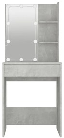 Betonszürke fésülködőasztal LED-del 60x40x140 cm