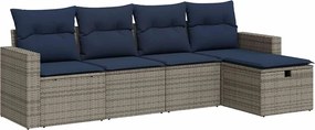vidaXL 5 részes szürke polyrattan kerti ülőgarnitúra párnákkal