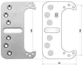 Otlav pánt rejtett 3D 23x120mm rögz.lem.