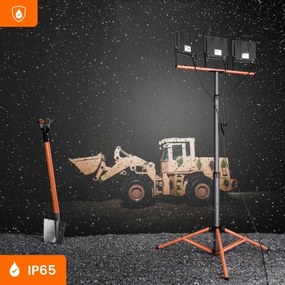 LED reflektor állvánnyal 3xLED/100W/230V 4500K IP65 fekete/narancssárga