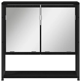 Fürdőszoba Tükör Szekrény Fekete Tölgy 60x16x60 cm Műanyag fóliás MDF