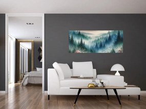 Kép - Erdős táj köddel (120x50 cm)