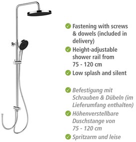 Fényes ezüstszínű rozsdamentes acél zuhanyszett 120 cm Soft Water – Wenko