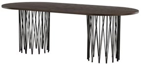 Asztal Dallas 3193Barna, Fekete, 74x100x220cm, Természetes fa furnér, Közepes sűrűségű farostlemez, Fém
