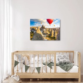 Kép - Hőlégballonok (üvegen) (70x50 cm)