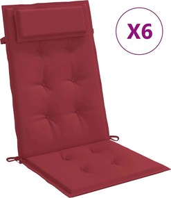 vidaXL 6 db bordó oxford-szövet magas háttámlájú székpárna