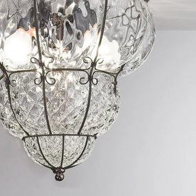 SIRU- Mennyezeti lámpa CLASSIC 3xE14/40W/230V átm. 25 cm átlátszó/fekete Velencei üveg