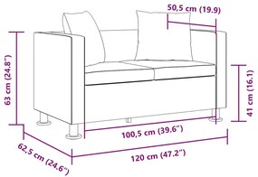 fekete 2 személyes műbőr kanapé