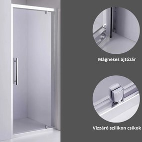 Stuxi Torino 100 cm széles nyílóajtós zuhanyajtó 6 mm vastag vízlepergető biztonsági üveggel, króm elemekkel, 200 cm magas