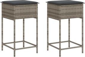 vidaXL 2 db szürke polyrattan kerti bárszék párnával