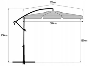 Összecsukható kerti napernyő ARCADIA 300 cm, szürke