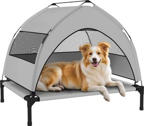 PawHut emelt kutyafekhely napellenzővel — Hűsítő fekvőhely kis- és közepes kutyáknak, acélváz, tárolótáska, 76 x 61 x 60 cm | Aosom