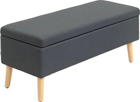 HOMCOM Tároló Pad, Kárpitozott Pad Vászon Hatással, Ágy Pad Fa Lábakkal, 110 x 39 x 45 cm, Sötétszürke | Aosom