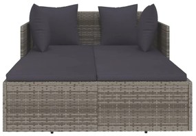 Szürke polyrattan napozóágy párnával 182 x 118 x 63 cm
