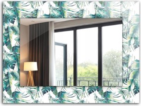 Dekoratív fali tükör nyomott mintás dekor 80x60 Zöld trópusi levelek