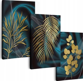 Vászonkép 180x70 cm Arany 3db Nappali falikép Triptyk